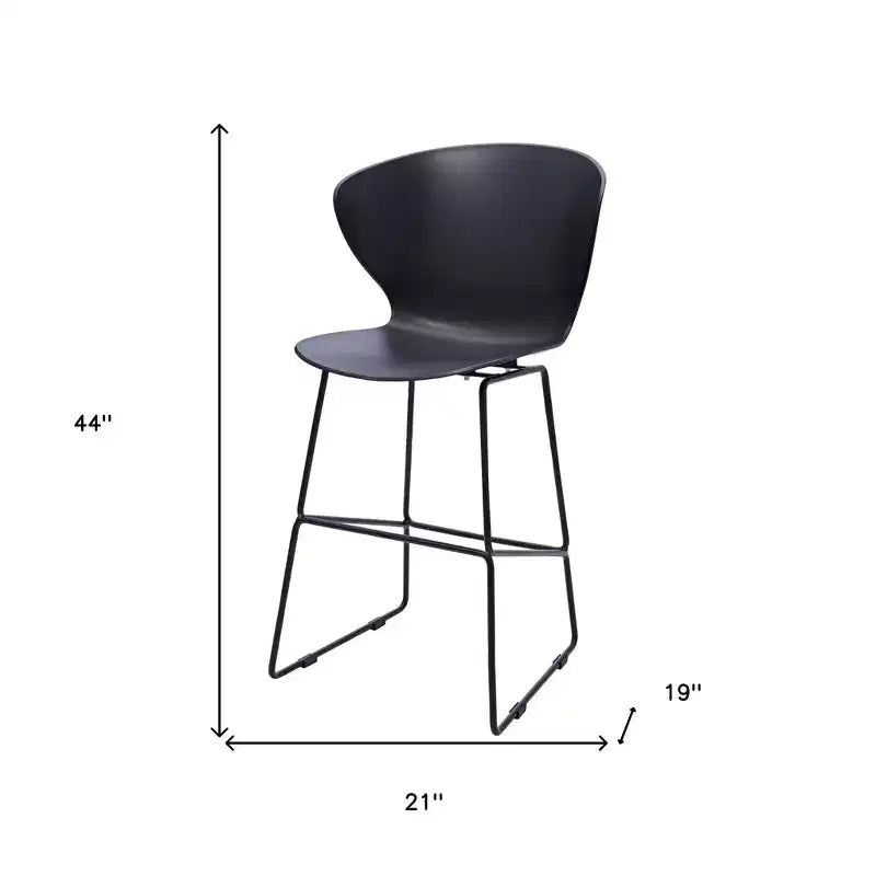 Set of Two 30 Black Heavy Duty Plastic and Metal Low Back Bar Height Bar Chairs