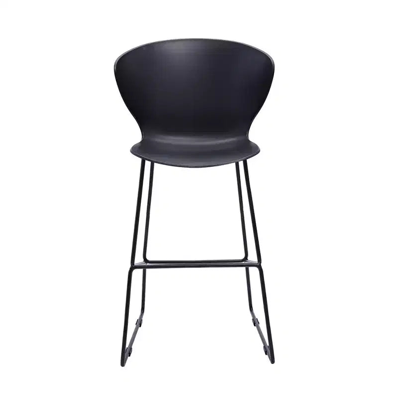Set of Two 30 Black Heavy Duty Plastic and Metal Low Back Bar Height Bar Chairs