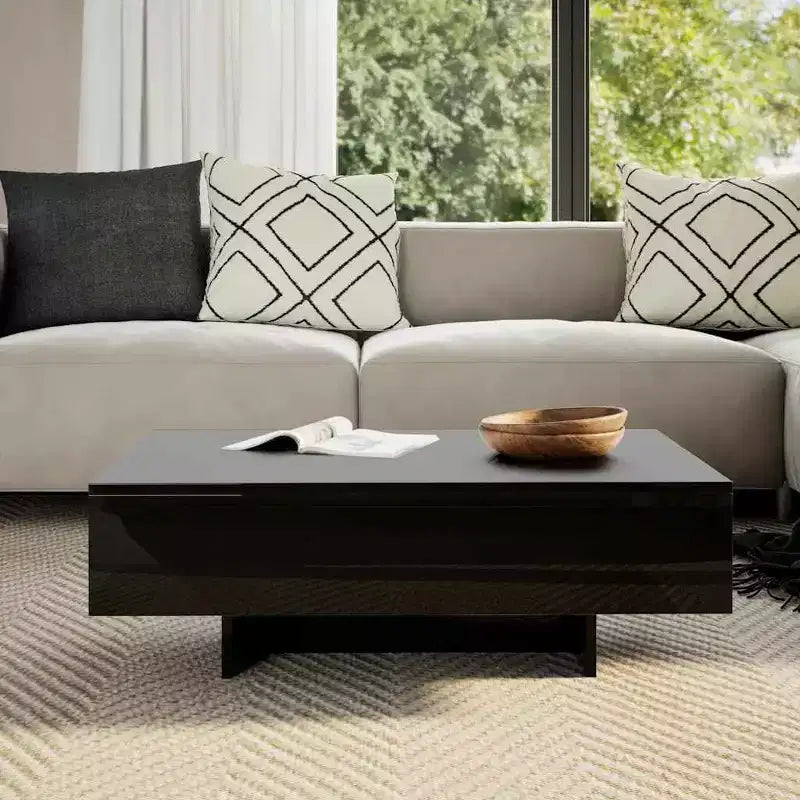 Table basse MDF noir brillant avec finition brillante Moyenne