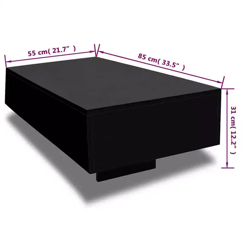 Table basse MDF noir brillant avec finition brillante Moyenne