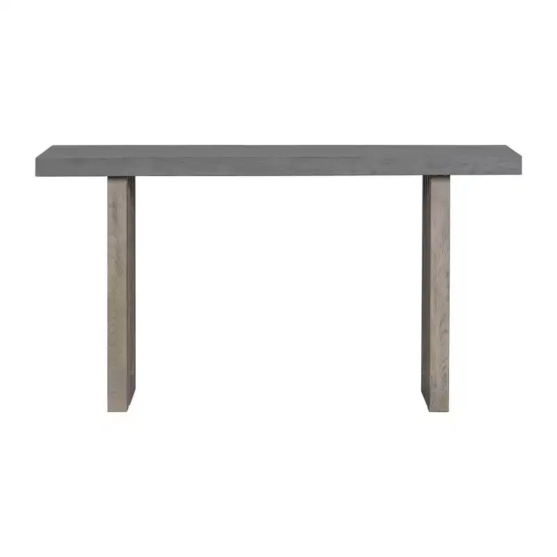 Console minimaliste avec placage de chêne, table d'entrée avec plateau et pieds épais, table d'appoint pour le salon, le couloir