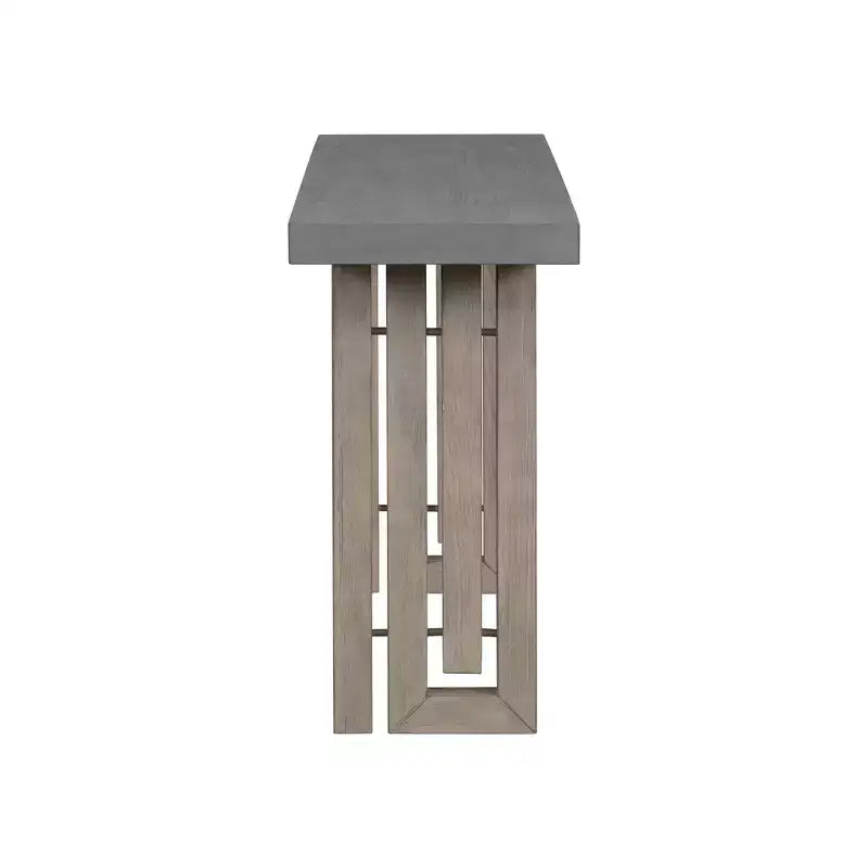 Console minimaliste avec placage de chêne, table d'entrée avec plateau et pieds épais, table d'appoint pour le salon, le couloir