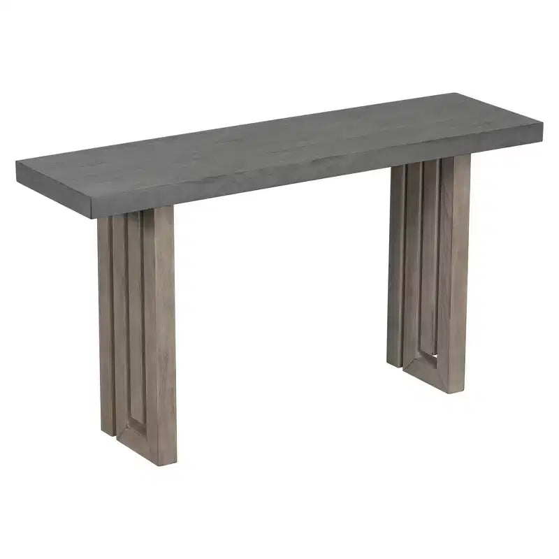 Console minimaliste avec placage de chêne, table d'entrée avec plateau et pieds épais, table d'appoint pour le salon, le couloir