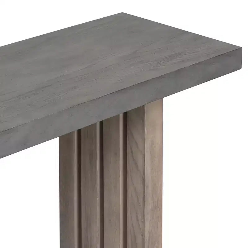 Console minimaliste avec placage de chêne, table d'entrée avec plateau et pieds épais, table d'appoint pour le salon, le couloir