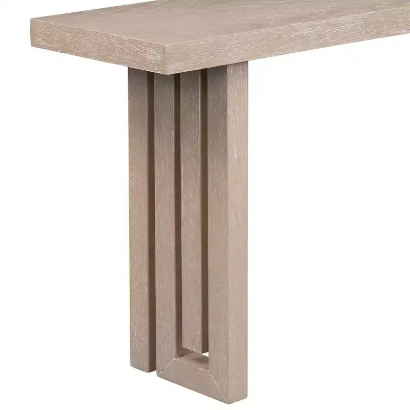 Console minimaliste avec placage de chêne, table d'entrée avec plateau et pieds épais, table d'appoint pour le salon, le couloir