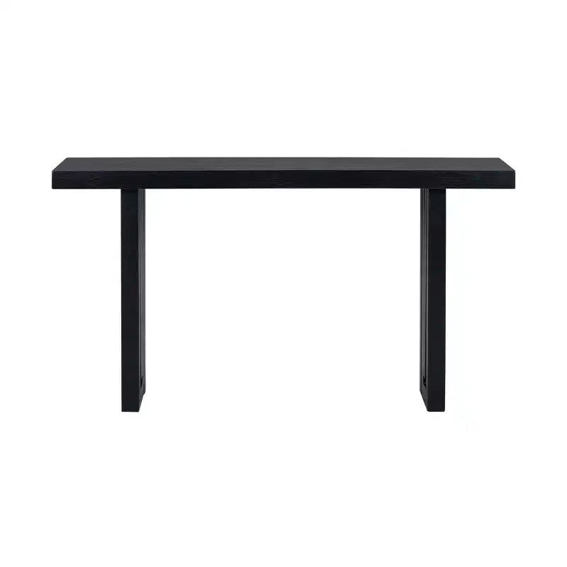 Console minimaliste avec placage de chêne, table d'entrée avec plateau et pieds épais, table d'appoint pour le salon, le couloir