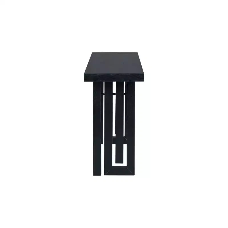 Console minimaliste avec placage de chêne, table d'entrée avec plateau et pieds épais, table d'appoint pour le salon, le couloir