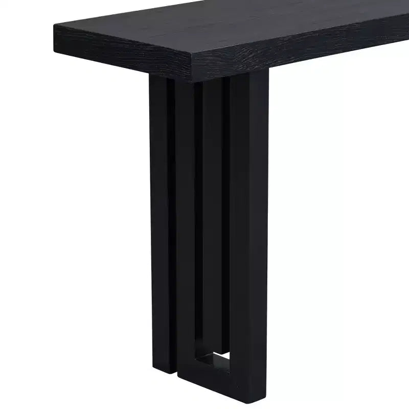 Console minimaliste avec placage de chêne, table d'entrée avec plateau et pieds épais, table d'appoint pour le salon, le couloir