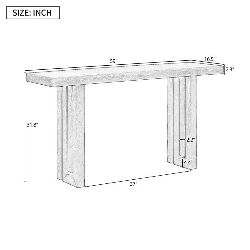 Console minimaliste avec placage de chêne, table d'entrée avec plateau et pieds épais, table d'appoint pour le salon, le couloir