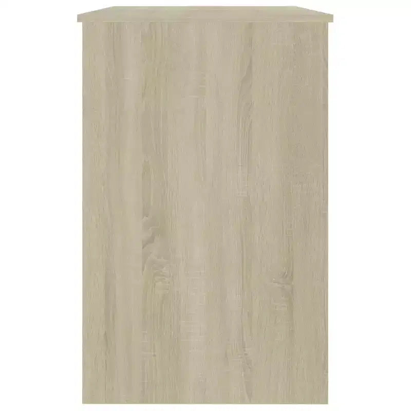 Bureau d'ordinateur en bois d'ingénierie blanc et chêne Sonoma, taille moyenne