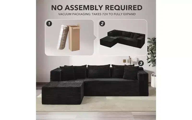 Canapé modulaire 106 en forme de L avec méridienne, canapé moderne à assise profonde, pour salon, orientation à gauche