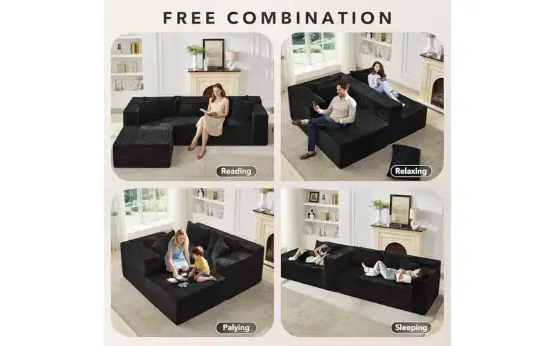 Canapé modulaire 106 en forme de L avec méridienne, canapé moderne à assise profonde, pour salon, orientation à gauche