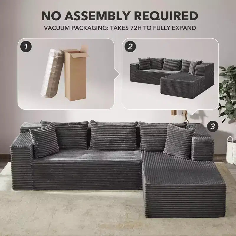 Canapé modulaire 106 en forme de L avec méridienne, canapé moderne à assise profonde, pour salon, orientation à gauche
