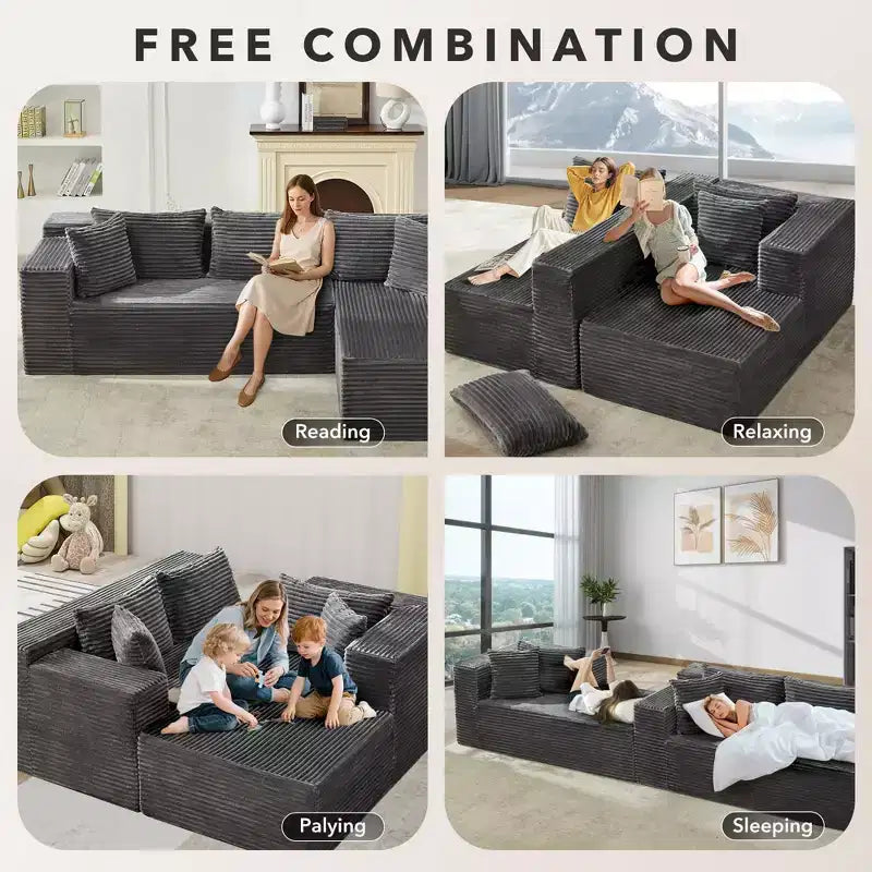 Canapé modulaire 106 en forme de L avec méridienne, canapé moderne à assise profonde, pour salon, orientation à gauche