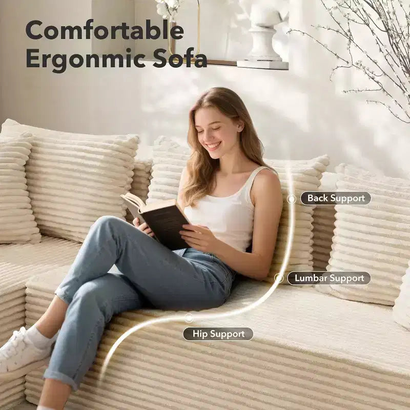 Canapé modulaire 106 en forme de L avec méridienne, canapé moderne à assise profonde, pour salon, orientation à gauche