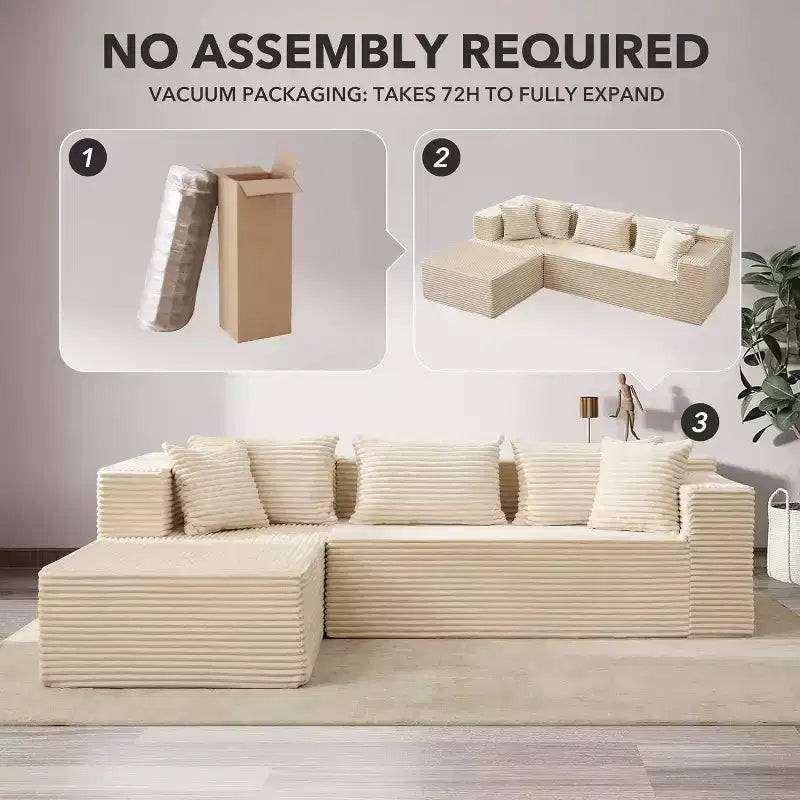 Canapé modulaire 106 en forme de L avec méridienne, canapé moderne à assise profonde, pour salon, orientation à gauche