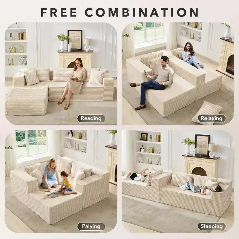 Canapé modulaire 106 en forme de L avec méridienne, canapé moderne à assise profonde, pour salon, orientation à gauche