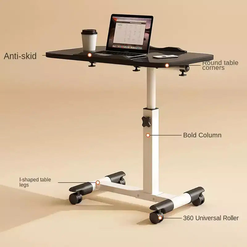 Table de lit réglable avec roulettes, bureau portable pliable pour ordinateur portable (hauteur réglable) pour bureau à domicile et poste de travail (1-pack)