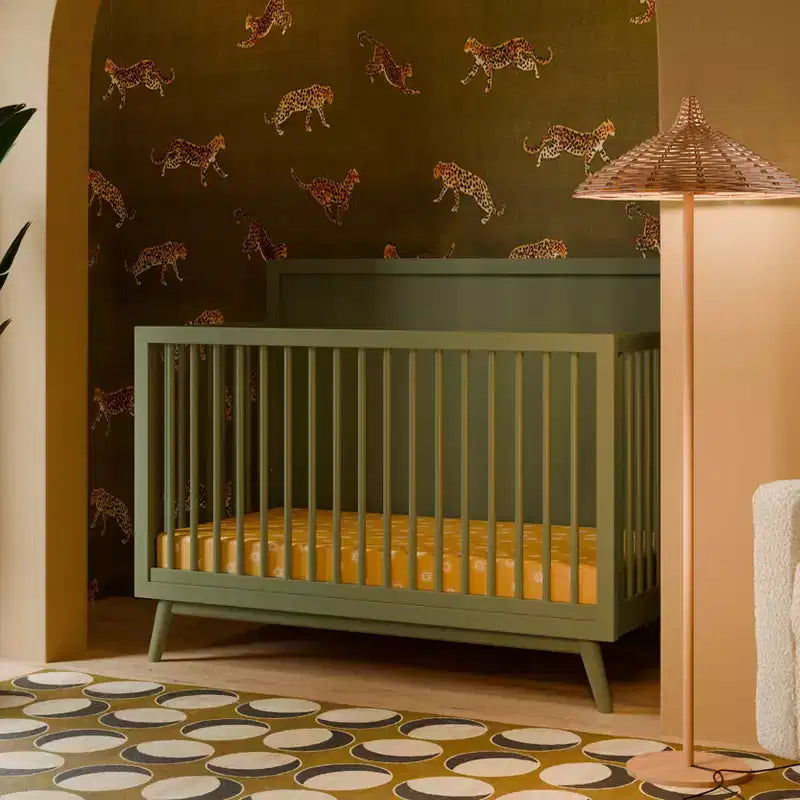 Lit de bébé convertible 4-en-1 Palma Mid-Century avec kit de conversion pour lit de tout-petit