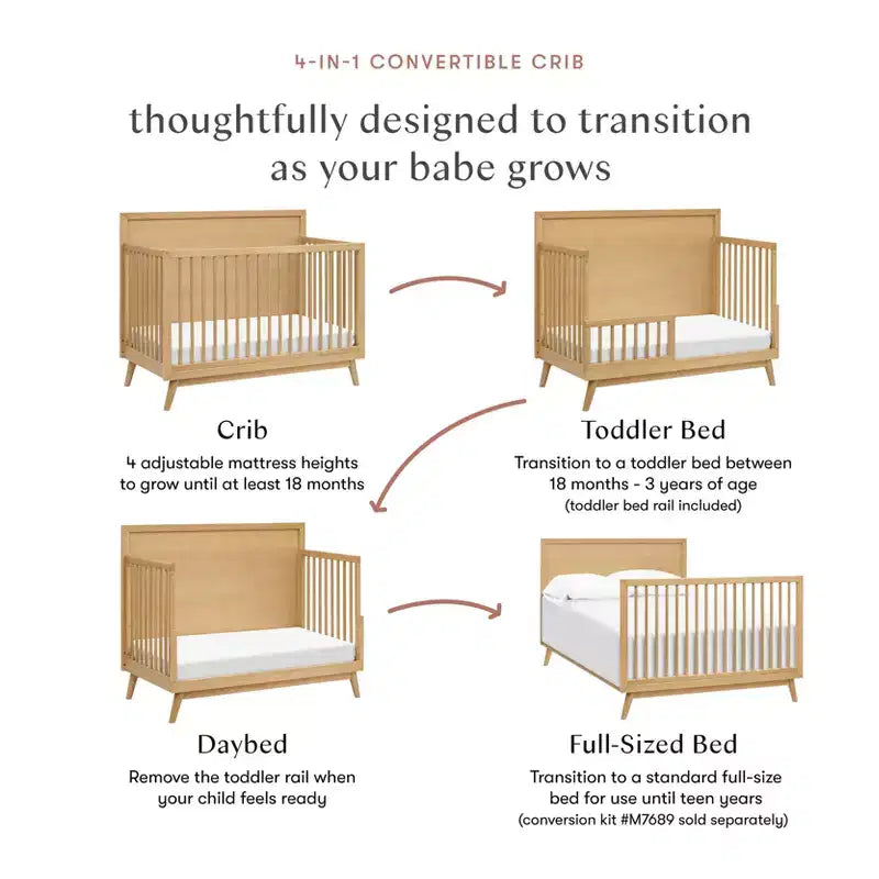 Lit de bébé convertible 4-en-1 Palma Mid-Century avec kit de conversion pour lit de tout-petit