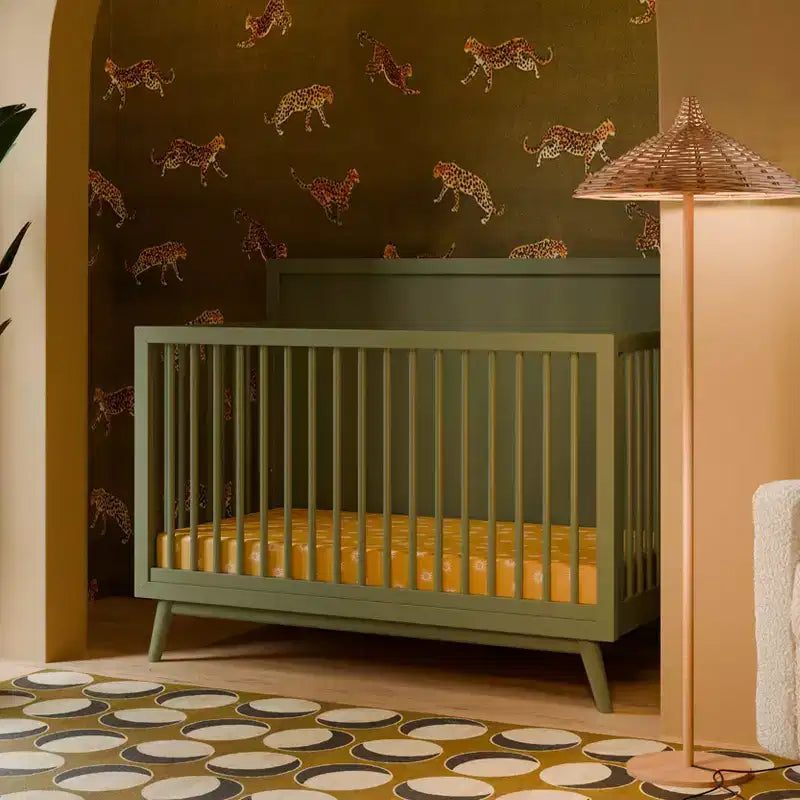 Lit de bébé convertible 4-en-1 Palma Mid-Century avec kit de conversion pour lit de tout-petit