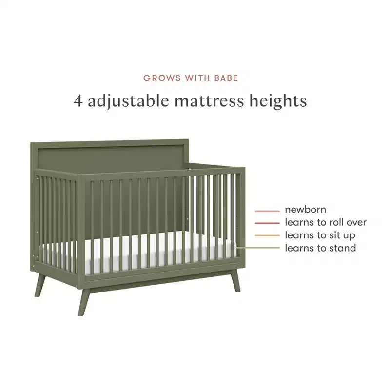 Lit de bébé convertible 4-en-1 Palma Mid-Century avec kit de conversion pour lit de tout-petit