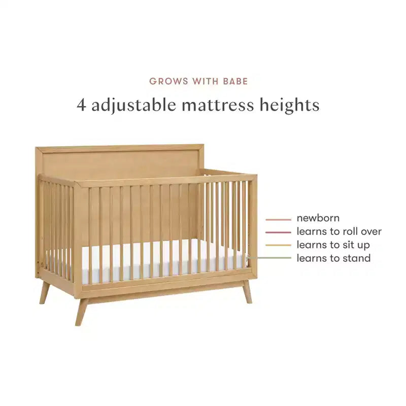 Lit de bébé convertible 4-en-1 Palma Mid-Century avec kit de conversion pour lit de tout-petit