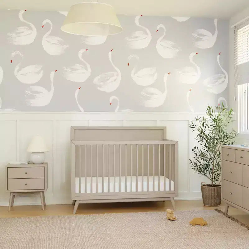 Lit de bébé convertible 4-en-1 Palma Mid-Century avec kit de conversion pour lit de tout-petit