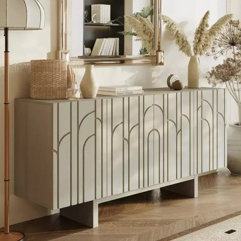 Buffet console TV autoportant moderne 4 portes en bois avec rangements
