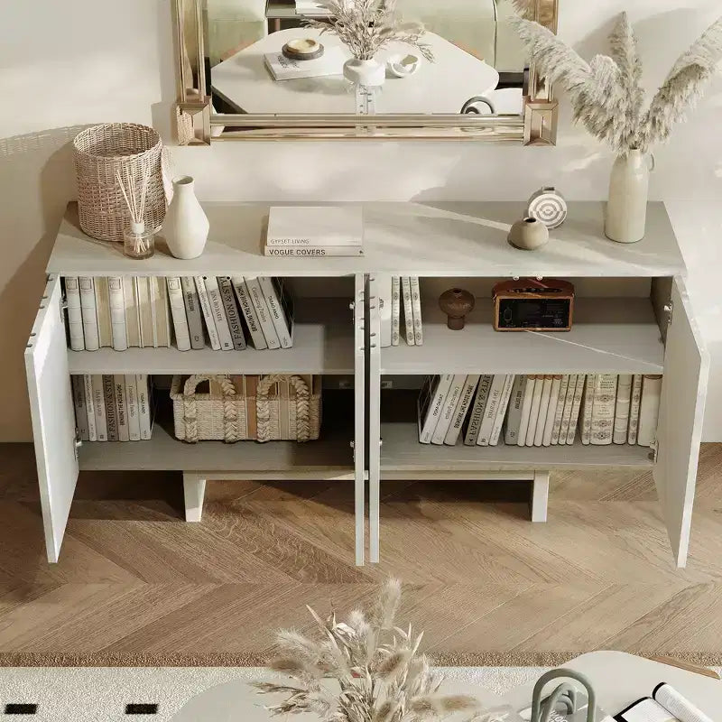 Buffet console TV autoportant moderne 4 portes en bois avec rangements