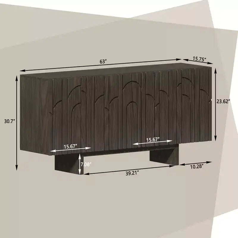 Buffet console TV autoportant moderne 4 portes en bois avec rangements