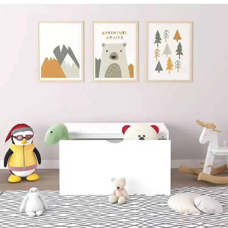Kids Toy Chest Pull-Out Storage Bins Toy Storage Organizer with Rolling Drawer, White - ModernLuxe