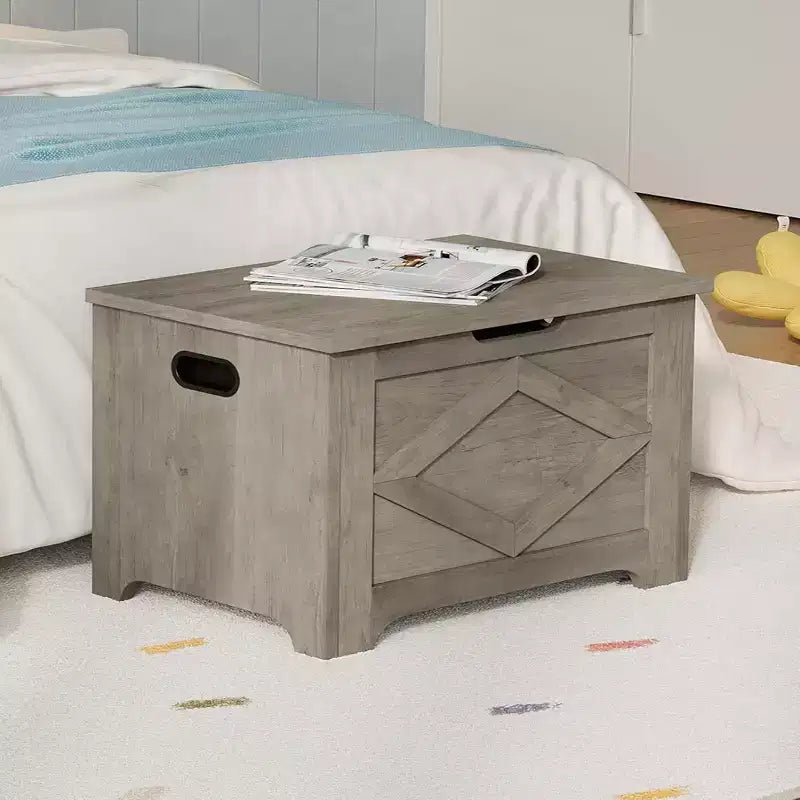 23,6 Banc de rangement en bois avec charnière de sécurité, grand coffre à jouets et coffre de rangement, organisateur facile à assembler pour entrée, salon et chambre à coucher