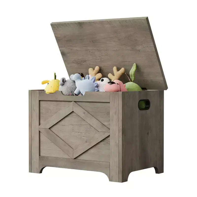 23,6 Banc de rangement en bois avec charnière de sécurité, grand coffre à jouets et coffre de rangement, organisateur facile à assembler pour entrée, salon et chambre à coucher