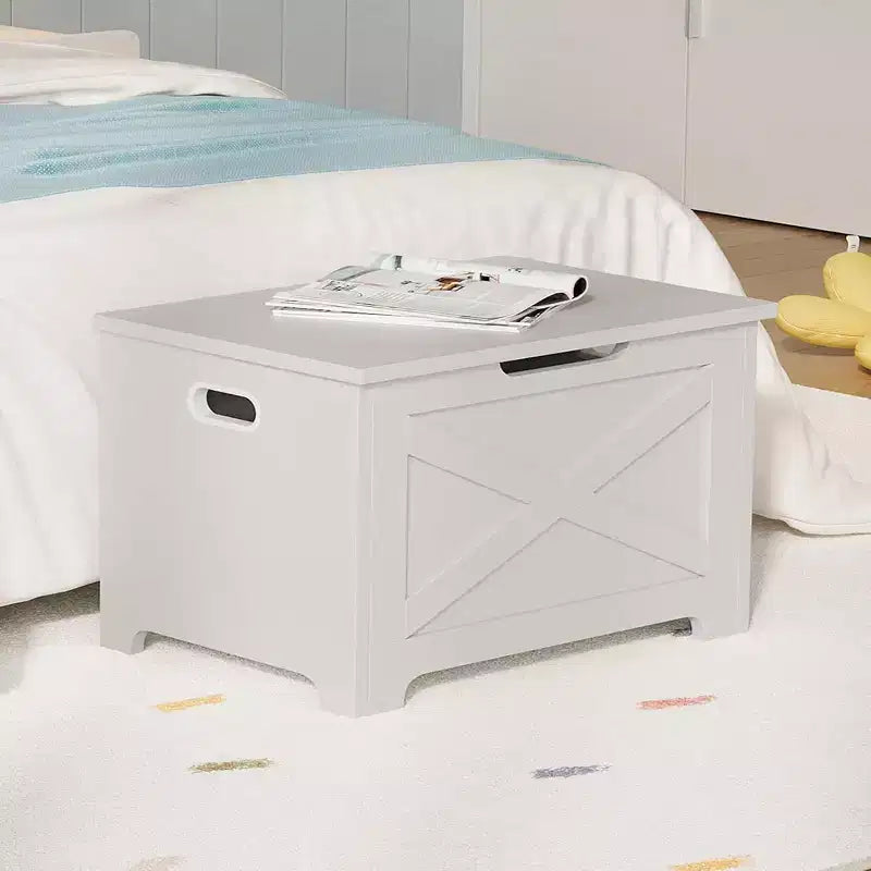 23,6 Banc de rangement en bois avec charnière de sécurité, grand coffre à jouets et coffre de rangement, organisateur facile à assembler pour entrée, salon et chambre à coucher