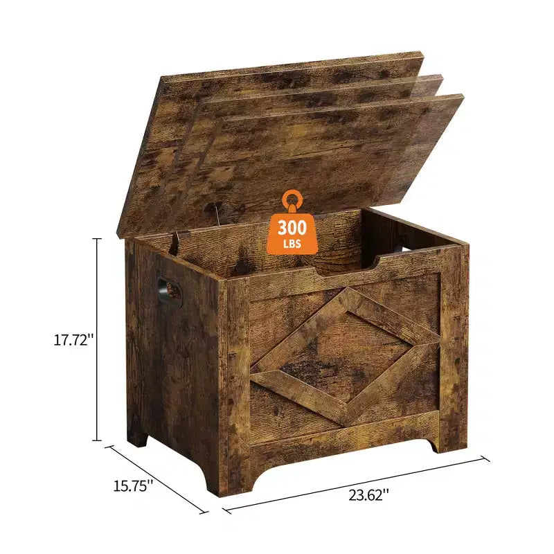 23.6 Wooden Storage Bench with Safety Hinge, Large Toy Chest & Storage Chest, Easy Assembly Entryway & Living Room Organizer for Bedroom