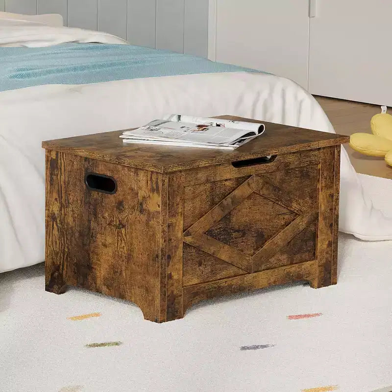 23.6 Wooden Storage Bench with Safety Hinge, Large Toy Chest & Storage Chest, Easy Assembly Entryway & Living Room Organizer for Bedroom