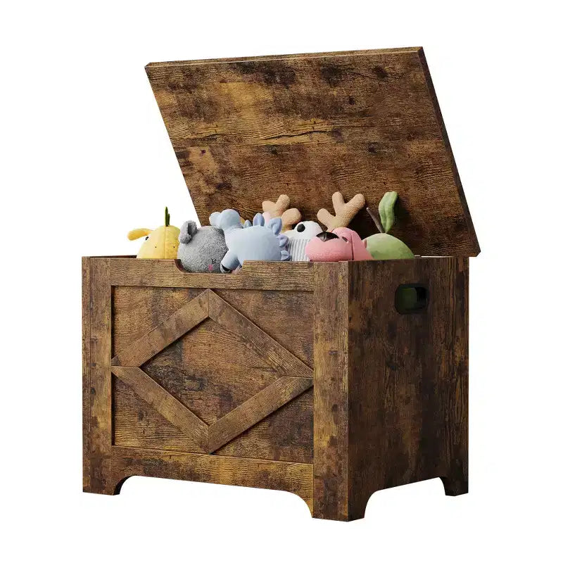 23,6 Banc de rangement en bois avec charnière de sécurité, grand coffre à jouets et coffre de rangement, organisateur facile à assembler pour entrée, salon et chambre à coucher
