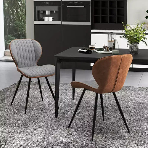 2 Set Armless Dining Chair w/ Curved Backrest U-shaped Seat & Non-slip Foot Pad