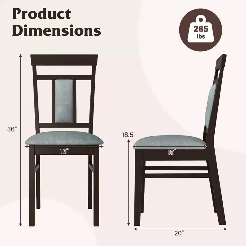 Ensemble de 4 chaises de salle à manger modernes avec assise et dossier rembourrés, pieds en bois d'hévéa