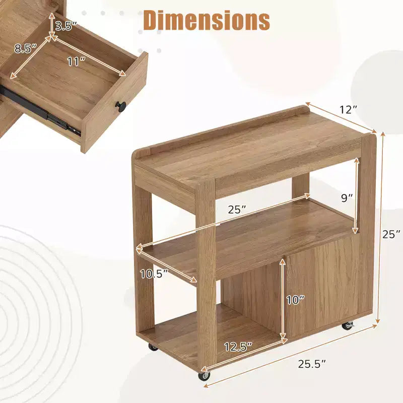 2 tables d'appoint étroites modernes à 2 tiroirs avec étagères ouvertes pour canapé et table de chevet