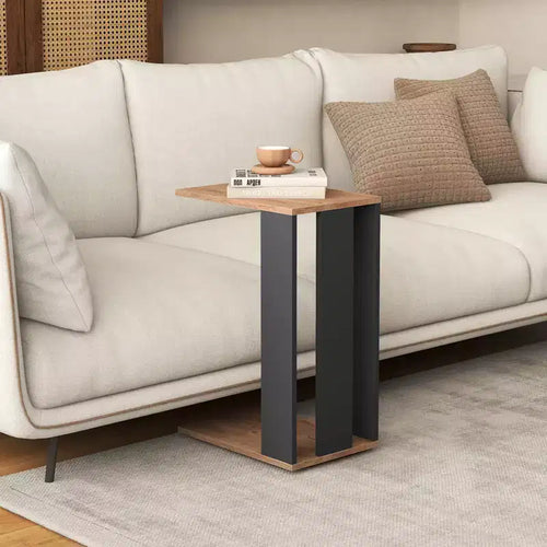 Table d'appoint en C à 2 niveaux avec roulettes universelles et étagère pour petits espaces - Lot de 2
