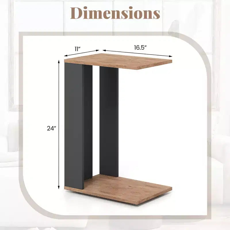 Table d'appoint en C à 2 niveaux avec roulettes universelles et étagère pour petits espaces - Lot de 2