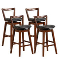 Costway Swivel Bar Height Bar Stool Set of 4 30.5 Upholstered PU Leather Kitchen