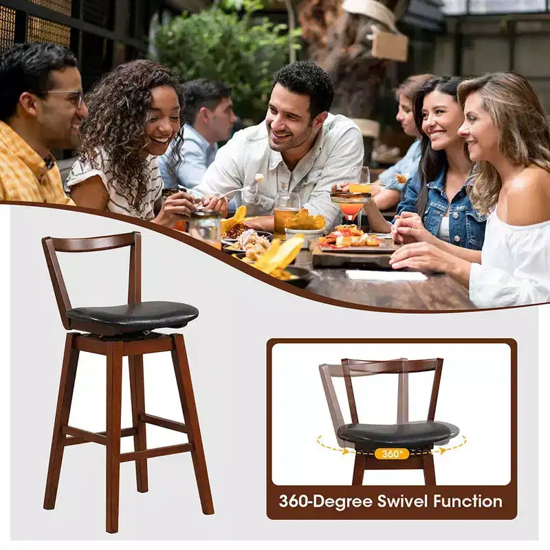 Tabourets de bar pivotants hauteur bar, lot de 4, 77,5 cm, rembourrés en cuir PU, pour cuisine