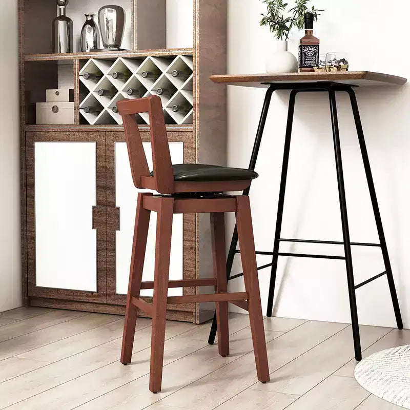 Swivel Bar Height Bar Stool Set of 4 30.5 Upholstered PU Leather Kitchen