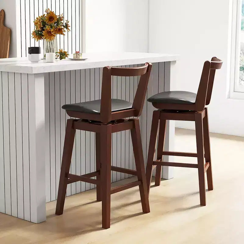 Swivel Bar Height Bar Stool Set of 4 30.5 Upholstered PU Leather Kitchen