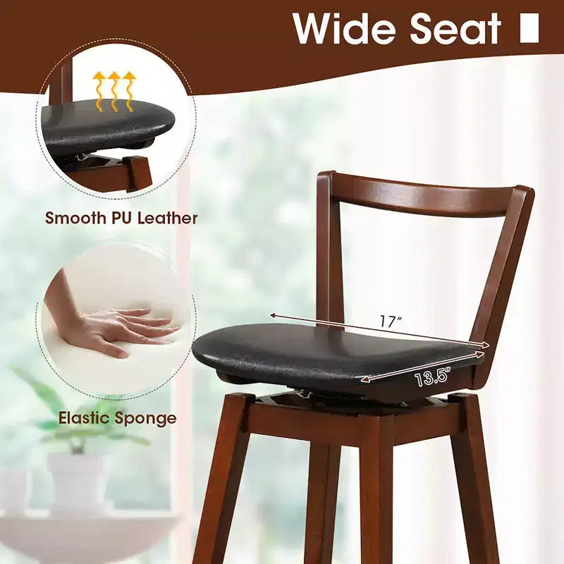 Tabourets de bar pivotants hauteur bar, lot de 4, 77,5 cm, rembourrés en cuir PU, pour cuisine