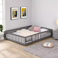 Lit au sol pour tout-petits de taille normale avec porte pour enfants, lit Montessori moderne en forme de maison avec clôture pour chambre à coucher