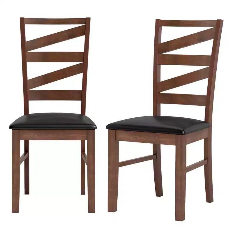 Costway Dining Chairs Set of 2 Rubber Wood Legs Faux Leather Upholstered Seat Armless